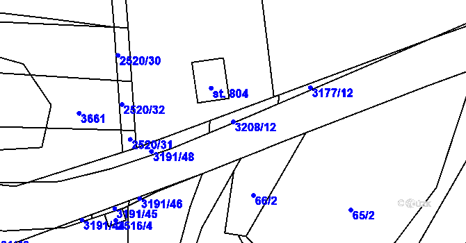 Parcela st. 3208/12 v KÚ Osvětimany, Katastrální mapa