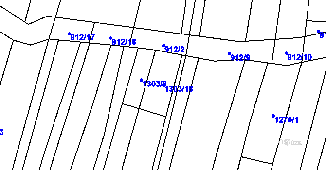Parcela st. 1303/18 v KÚ Osvětimany, Katastrální mapa