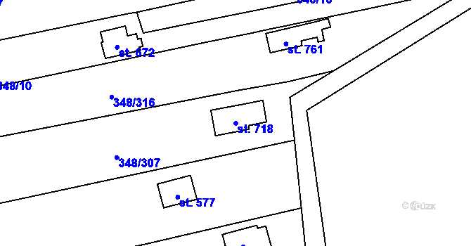Parcela st. 718 v KÚ Osvětimany, Katastrální mapa