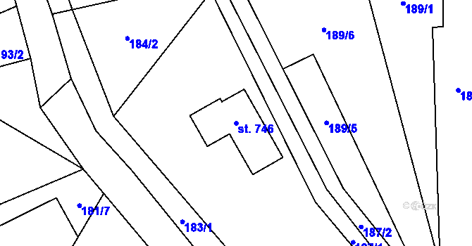 Parcela st. 746 v KÚ Osvětimany, Katastrální mapa