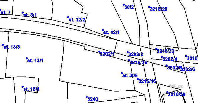 Parcela st. 3202/1 v KÚ Osvětimany, Katastrální mapa