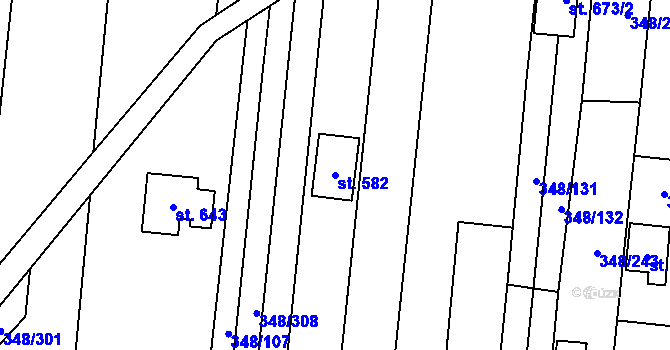 Parcela st. 582 v KÚ Osvětimany, Katastrální mapa