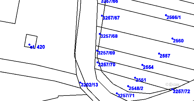 Parcela st. 3257/69 v KÚ Osvětimany, Katastrální mapa