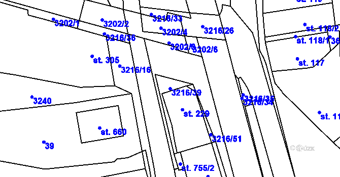 Parcela st. 3216/39 v KÚ Osvětimany, Katastrální mapa