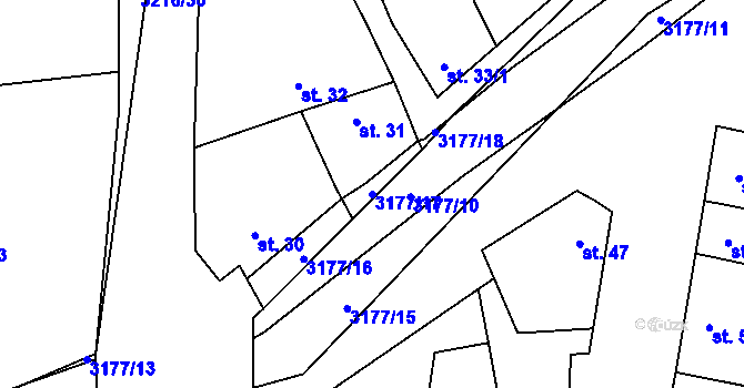 Parcela st. 3177/17 v KÚ Osvětimany, Katastrální mapa