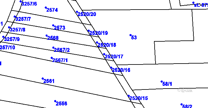 Parcela st. 2520/17 v KÚ Osvětimany, Katastrální mapa