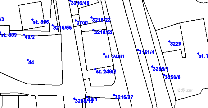 Parcela st. 246/1 v KÚ Osvětimany, Katastrální mapa