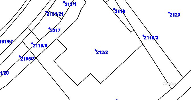 Parcela st. 212/2 v KÚ Osvětimany, Katastrální mapa