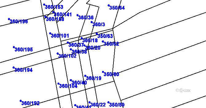 Parcela st. 350/61 v KÚ Osvětimany, Katastrální mapa