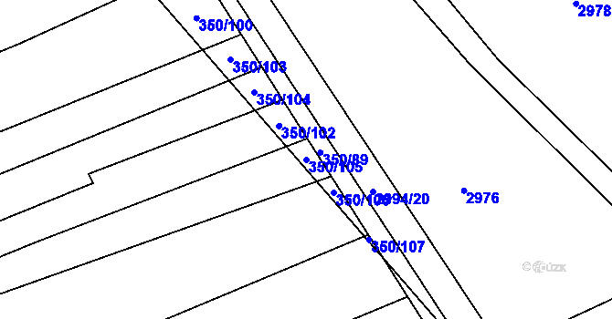 Parcela st. 350/105 v KÚ Osvětimany, Katastrální mapa
