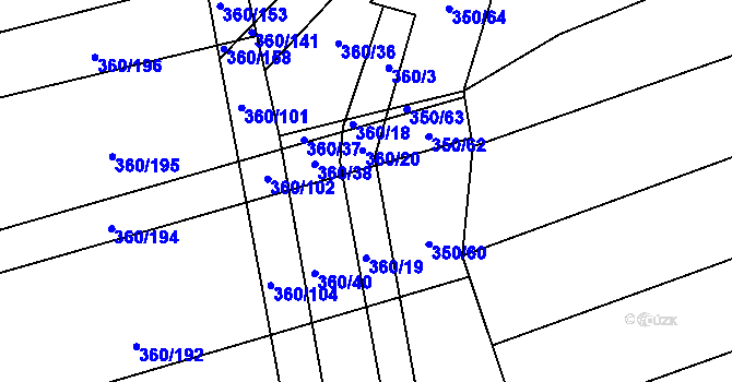 Parcela st. 360/21 v KÚ Osvětimany, Katastrální mapa