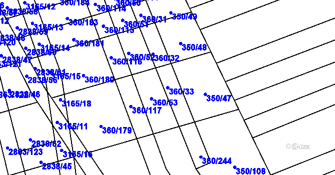 Parcela st. 360/33 v KÚ Osvětimany, Katastrální mapa