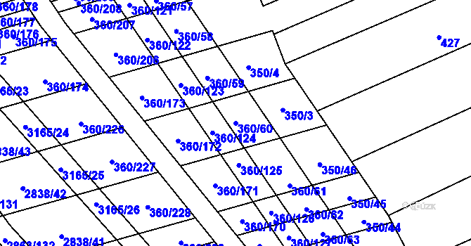Parcela st. 360/60 v KÚ Osvětimany, Katastrální mapa