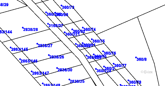 Parcela st. 360/91 v KÚ Osvětimany, Katastrální mapa