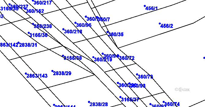 Parcela st. 360/94 v KÚ Osvětimany, Katastrální mapa