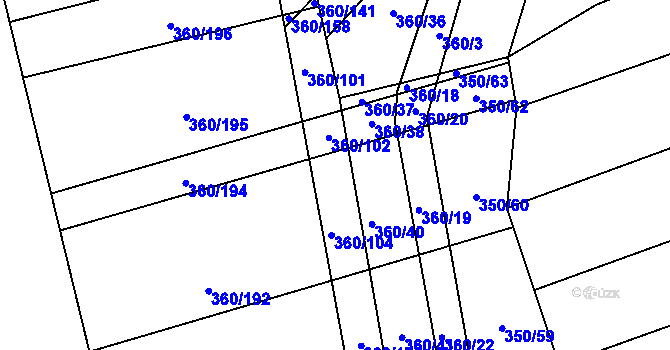Parcela st. 360/103 v KÚ Osvětimany, Katastrální mapa