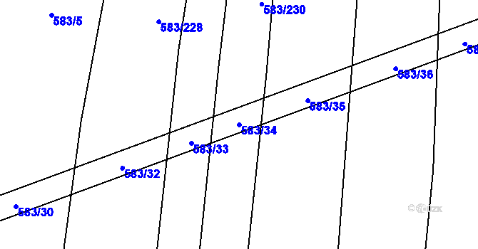 Parcela st. 583/34 v KÚ Osvětimany, Katastrální mapa