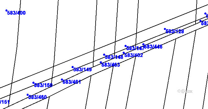 Parcela st. 583/148 v KÚ Osvětimany, Katastrální mapa
