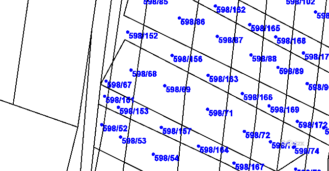 Parcela st. 598/69 v KÚ Osvětimany, Katastrální mapa