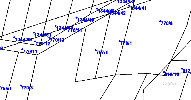 Parcela st. 767/1 v KÚ Osvětimany, Katastrální mapa