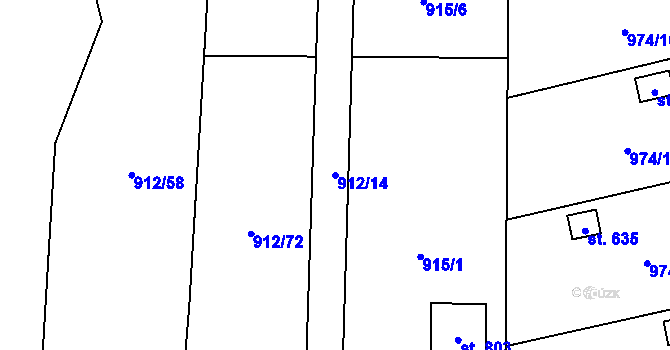 Parcela st. 912/14 v KÚ Osvětimany, Katastrální mapa