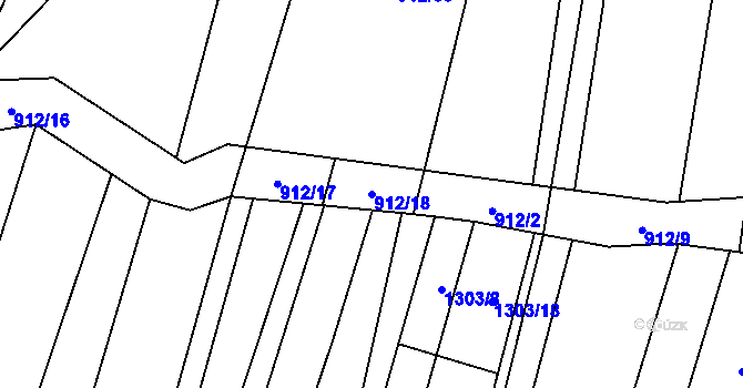 Parcela st. 912/18 v KÚ Osvětimany, Katastrální mapa