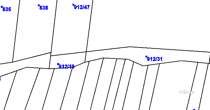 Parcela st. 912/20 v KÚ Osvětimany, Katastrální mapa