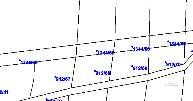Parcela st. 1344/67 v KÚ Osvětimany, Katastrální mapa
