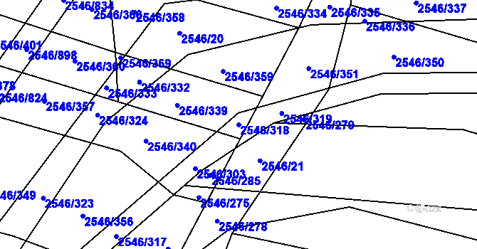 Parcela st. 2546/318 v KÚ Osvětimany, Katastrální mapa