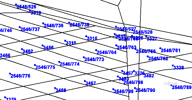 Parcela st. 2546/764 v KÚ Osvětimany, Katastrální mapa