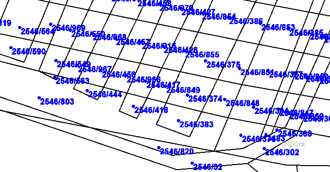 Parcela st. 2546/849 v KÚ Osvětimany, Katastrální mapa