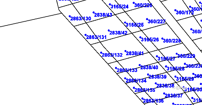 Parcela st. 2863/132 v KÚ Osvětimany, Katastrální mapa