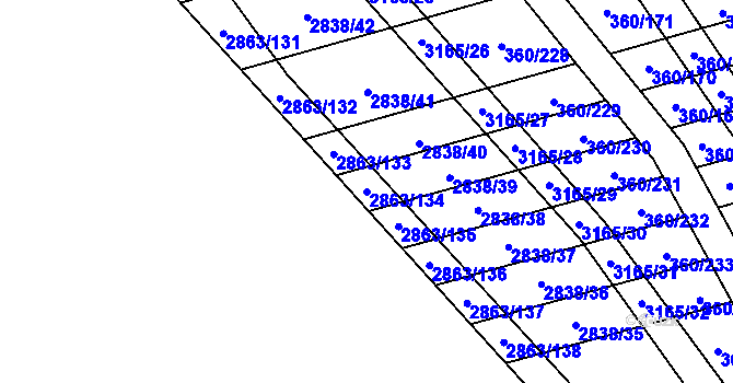 Parcela st. 2863/134 v KÚ Osvětimany, Katastrální mapa