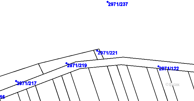 Parcela st. 2971/221 v KÚ Osvětimany, Katastrální mapa