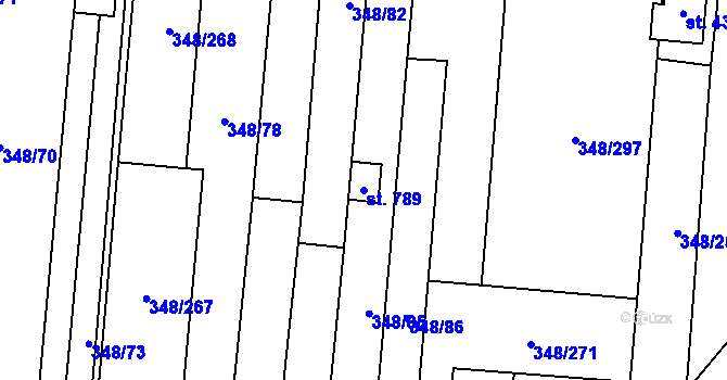 Parcela st. 789 v KÚ Osvětimany, Katastrální mapa