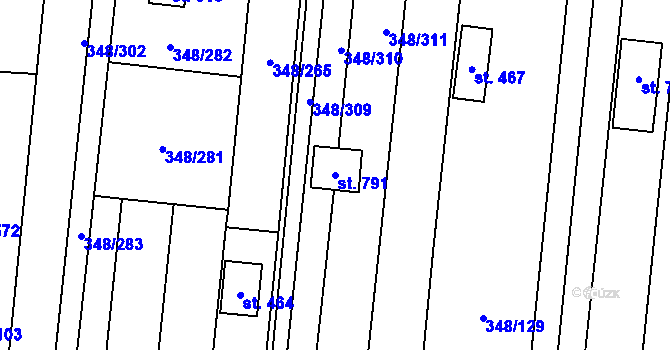 Parcela st. 791 v KÚ Osvětimany, Katastrální mapa