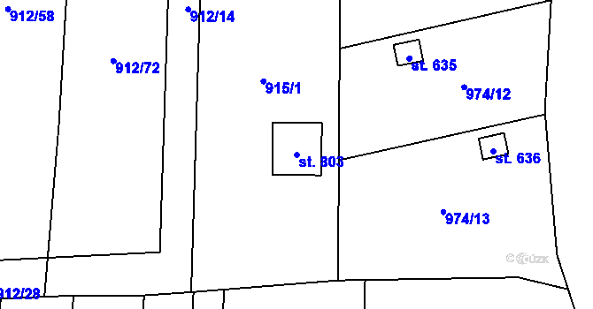 Parcela st. 803 v KÚ Osvětimany, Katastrální mapa