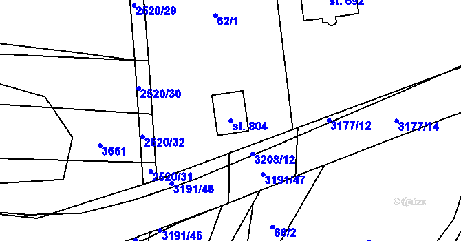 Parcela st. 804 v KÚ Osvětimany, Katastrální mapa