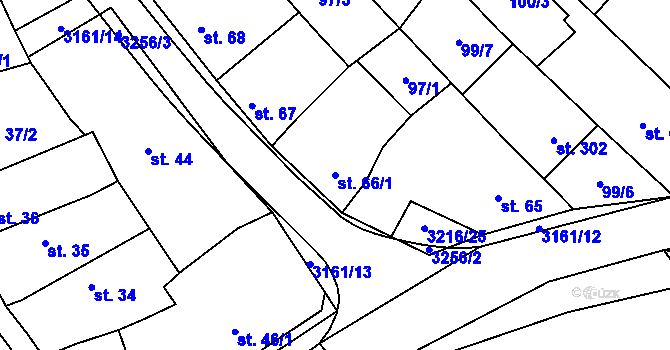 Parcela st. 66/1 v KÚ Osvětimany, Katastrální mapa
