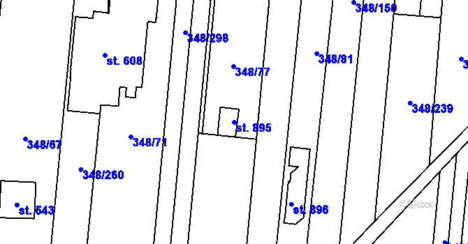 Parcela st. 895 v KÚ Osvětimany, Katastrální mapa