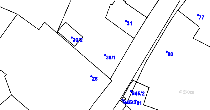 Parcela st. 30/1 v KÚ Osvračín, Katastrální mapa