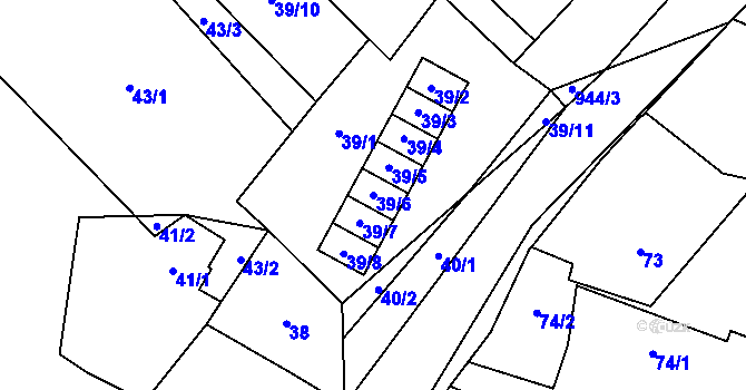 Parcela st. 39/6 v KÚ Osvračín, Katastrální mapa