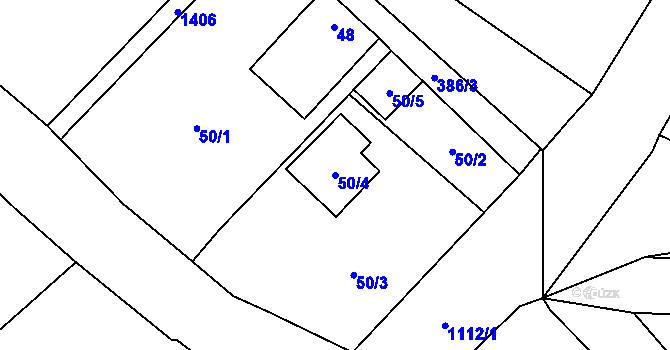 Parcela st. 50/4 v KÚ Osvračín, Katastrální mapa