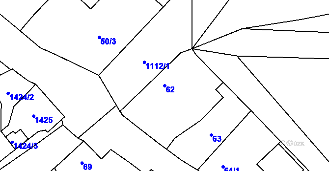 Parcela st. 62 v KÚ Osvračín, Katastrální mapa
