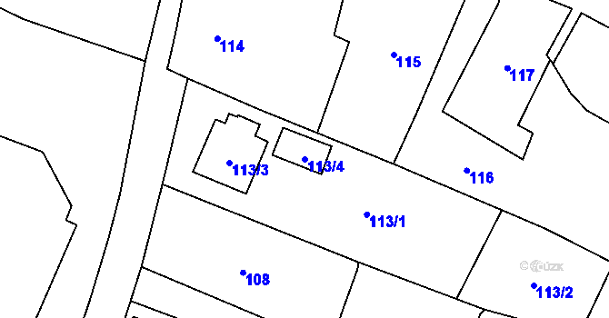 Parcela st. 113/4 v KÚ Osvračín, Katastrální mapa