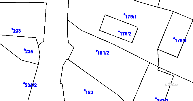 Parcela st. 181/2 v KÚ Osvračín, Katastrální mapa