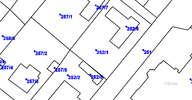 Parcela st. 252/1 v KÚ Osvračín, Katastrální mapa