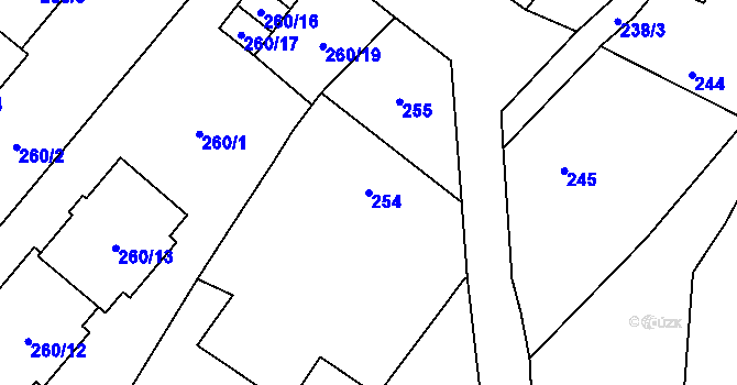 Parcela st. 254 v KÚ Osvračín, Katastrální mapa
