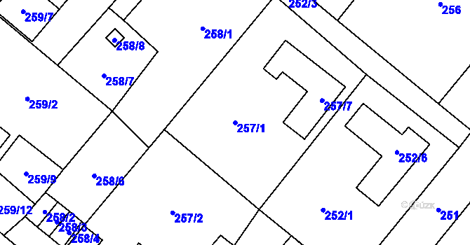 Parcela st. 257/1 v KÚ Osvračín, Katastrální mapa