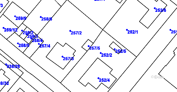 Parcela st. 257/5 v KÚ Osvračín, Katastrální mapa